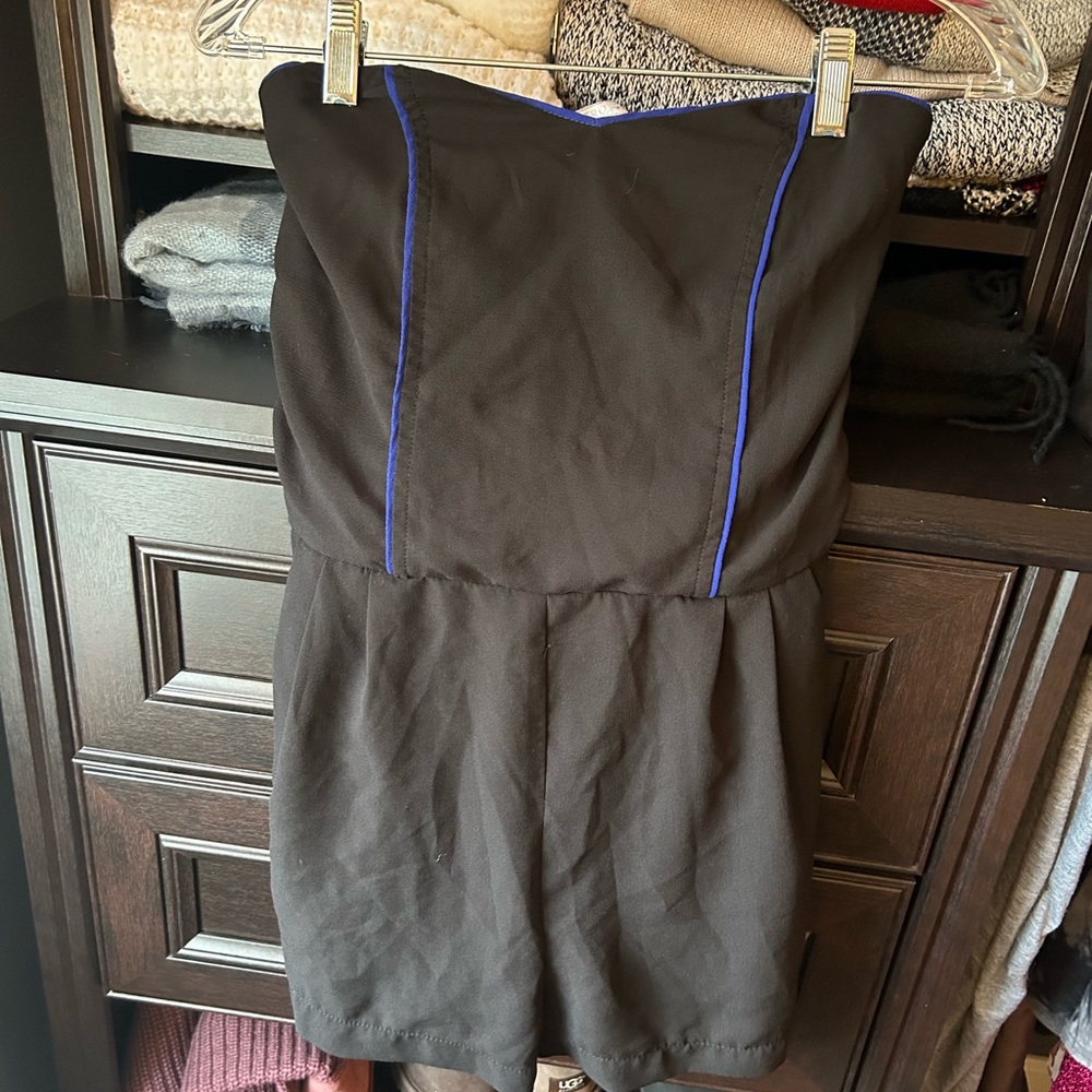 Intro. Black Romper with Blue Trim